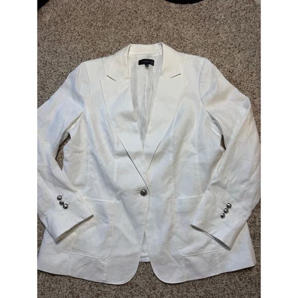 TALBOTS 100% White Linen Blazer/Jacket size women's 16, silver buttons - Picture 11 of 11